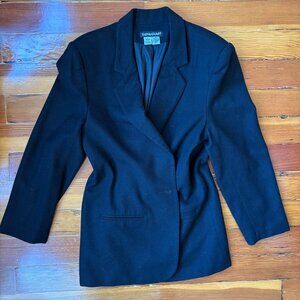 100% Pure Wool Vintage Minimalist Black Oversized Coat